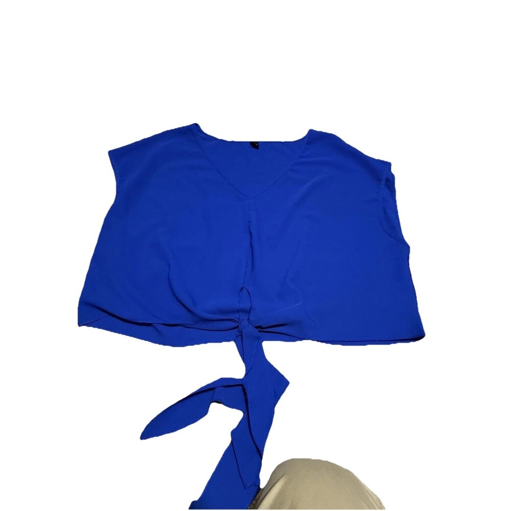 SHEIN Curve Royal Blu Tie Front Vnecktop Size 4xl